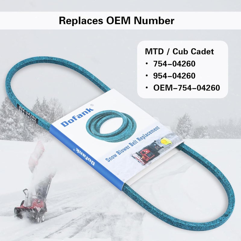Dofank 954-04260 Drive Belt Kevlar for Troy-Bilt, Craftsman, MTD, Bolens, White Outdoor, Huskee, Yard Machines, Yard-Man Snow Blowers, Replaces MTD 754-04260, OEM-754-04260 - 3/8" x 34" - Image 4